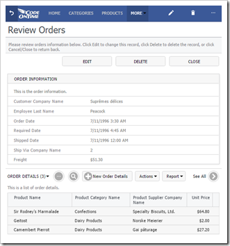 Orders form with 'Tiny' display density.