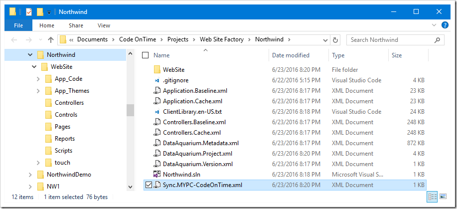 Project with source control now generates sync files.