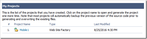 The Mobile Factory has been converted to a Web Site Factory project.