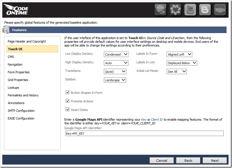 Entering the Maps API Identifier.