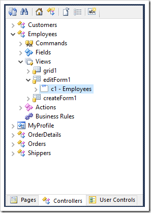 Editing c1 category of editForm1 view of Employees controller.