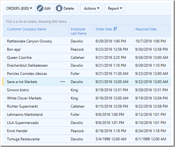 List of orders with Smart Dates disabled.