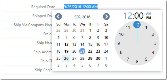 Editing a value in the form, the original date will be displayed.
