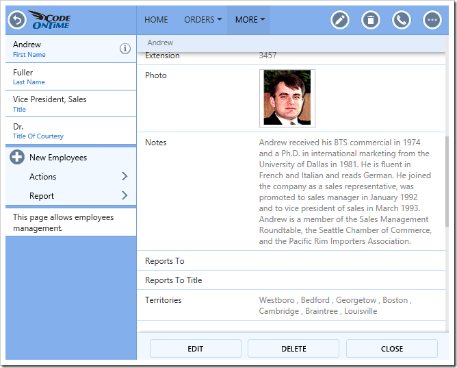 Many-to-many field values are displayed as a comma-separated list in read only mode.