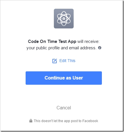 Facebook is requesting the user to grant access to the application.