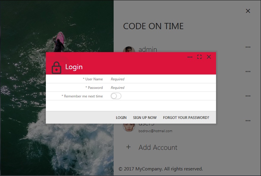 Login in an app with Touch UI 2017.