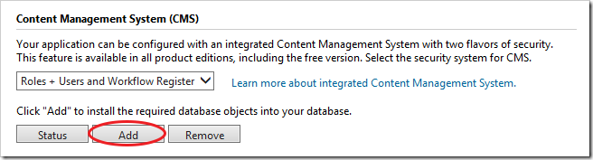 Adding the Content Management System tables.