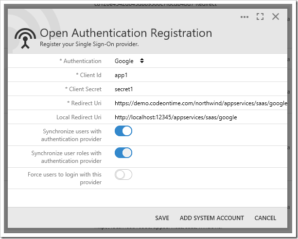 Configuring Google OAuth Provider.