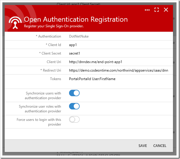 Configuring DotNetNuke OAuth Provider.