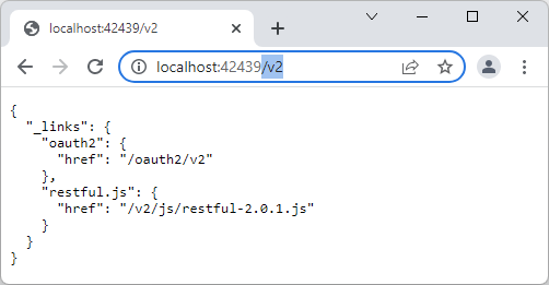 The formatted output of the RESTful API in Google Chrome.